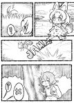  ! 2girls 4koma :3 ? ^_^ animal_ears backpack bag bare_arms bow bowtie chibi closed_eyes closed_mouth comic day elbow_gloves emphasis_lines extra_ears eyes_closed gloves grass greyscale hair_between_eyes hat hat_feather hat_removed headwear_removed helmet high-waist_skirt jumping kaban_(kemono_friends) kemono_friends medium_hair monochrome multiple_girls notora open_mouth outdoors panties pith_helmet print_gloves print_neckwear print_panties print_skirt savannah serval_(kemono_friends) serval_ears serval_print serval_tail shirt short_sleeves shorts silent_comic skirt sleeveless sleeveless_shirt smile sound_effects speech_bubble spoken_exclamation_mark spoken_question_mark striped_tail tail thighhighs tree underwear 