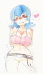  &lt;3 1girl blush breasts cleavage clothed gym_leader heart natsume_(pokemon) nintendo pokemon thong vibrator 