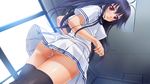  black_hair game_cg hisamekawa_shizuku long_hair oshirikko_venus panties seifuku thighhighs underwear upskirt 