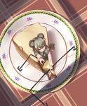  animal_ears basket cheese feeding food foreshortening grey_hair highres jewelry minigirl mouse_ears mouse_tail nazrin pendant plate pov_feeding sitting solo sue_(bg-bros) tail touhou 