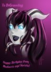  cute draenei english_text fangs female glowing glowing_eyes hair horn human mammal monara not_furry pointy_ears redstash smile tentacles text video_games warcraft world_of_warcraft 