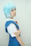  ayanami_rei blue_hair cosplay highres neon_genesis_evangelion noriko photo red_eyes sailor sailor_uniform school_uniform serafuku 