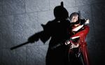  boots capcom cosplay dante devil_may_cry gun leather leather_pants overcoat pants photo reizi silver_hair weapon 