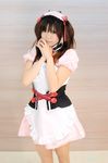  apron asahina_mikuru cosplay hair_ribbon hair_ribbons photo ribbon suzumiya_haruhi_no_yuuutsu taku_anko waitress waitress_uniform 