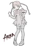  arika_yumemiya bangs greyscale monochrome my-otome pikazo solo thighhighs 