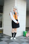  cosplay hoshino_ruri kidou_senkan_nadesico kneehighs martian_successor_nadesico nanahara_mia photo silver_hair twintails uniform 