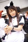  apron cat_ears collar cosplay highres leash maid maid_apron maid_uniform photo pochi_(model) 