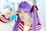  cosplay hair_ribbon hair_ribbons hiiragi_kagami lucky_star naito photo purple_hair ribbon sailor sailor_uniform school_uniform serafuku twintails 