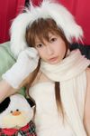  animal_ears cosplay dog_ears fuzzy_shirt gloves highres hina photo scarf stuffed_animal stuffed_toy 