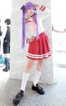  cosplay footwear hair_ribbon hair_ribbons highres hiiragi_kagami lucky_star naito photo purple_hair ribbon sailor sailor_uniform school_uniform serafuku socks twintails 