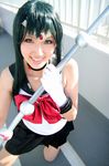  bishoujo_senshi_sailor_moon cosplay gloves highres meiou_setsuna photo sailor sailor_pluto sailor_uniform school_uniform serafuku tiara 