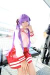  cosplay hair_ribbon hair_ribbons highres hiiragi_kagami lucky_star naito photo purple_hair ribbon sailor sailor_uniform school_uniform serafuku twintails 