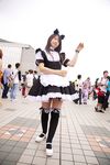  apron cat_ears collar cosplay highres leash maid maid_apron maid_uniform photo pochi_(model) thigh-highs thighhighs 