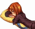  artist_request blush brown_hair dakimakura_(object) kiss lonely panties pillow pillow_hug toono_shiki tsukihime underwear yumizuka_satsuki 