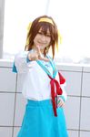  armband cosplay hair_ribbon hair_ribbons highres photo remon ribbon sailor sailor_uniform school_uniform serafuku suzumiya_haruhi suzumiya_haruhi_no_yuuutsu 