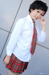  blouse cosplay d.gray-man lenalee_lee photo plaid pleated_skirt school_uniform serafuku skirt takamura_mashiro 