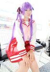  cosplay hair_ribbon hair_ribbons highres hiiragi_kagami lucky_star naito photo purple_hair ribbon sailor sailor_uniform school_uniform serafuku twintails 