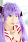  cosplay hair_ribbon hair_ribbons highres hiiragi_kagami lucky_star naito photo purple_hair ribbon sailor sailor_uniform school_uniform serafuku twintails 