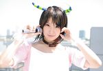  apron boku_to_maou cosplay dress horns linda linda_(boku_to_maou) microphone okage_shadow_king photo richi 