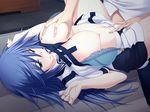  1boy 1girl blue_hair censored game_cg green_eyes highres indoors itagaki_tatsuko long_hair maji_de_watashi_ni_koi_shinasai! naoe_yamato sex 