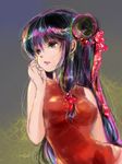  bow chinese_clothes earrings hair_bow jewelry long_hair multicolored_hair ranma_1/2 shampoo_(ranma_1/2) solo suika_(swimy0pe0u_u0s) upper_body 