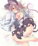  aki_(akikaze_asparagus) animal_ears ass bare_shoulders barefoot blush breasts clothes_down clothes_sniffing grey_hair lying masturbation mouse_ears nazrin nipples on_stomach pink_eyes pussy_juice shirt short_hair skirt_up small_breasts smelling solo sweat touhou trembling 