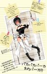  absurdres alternate_costume aoshima bare_shoulders blush bow breasts camera embarrassed enmaided glasses hat highres large_breasts looking_at_viewer maid open_mouth photo_(object) role_reversal shameimaru_aya short_hair solo thighhighs tokin_hat touhou translated tray white_legwear 