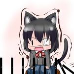  animal_ears another black_hair cat_ears cat_tail chibi dominoes extra_ears eyepatch fang hoshizuki_(seigetsu) misaki_mei open_mouth school_uniform skirt solo tail translated trembling |_| 