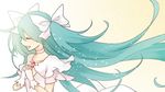  aqua_hair bow gloves hatsune_miku kono_negai_eien_ni_(vocaloid) koyubi long_hair twintails vocaloid wedding_dress white 