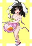  animal_ears apron black_hair bowl breast_press breasts bunny_ears bunny_tail cooking food groin inaba_tewi large_breasts legs naked_apron open_mouth red_eyes semahiro short_hair slippers solo standing tail touhou wardrobe_malfunction 