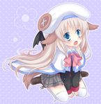  :o animal_ears beret between_legs blue_eyes bow cape dog_ears dog_tail eyebrows_visible_through_hair fang hand_between_legs hat hoshimame_mana light_brown_hair little_busters! long_hair noumi_kudryavka open_mouth pink_bow plaid plaid_skirt pleated_skirt polka_dot polka_dot_background ribbon-trimmed_legwear ribbon_trim school_uniform shoes sitting skirt sleeves_past_wrists solo tail thighhighs wariza white_legwear 