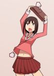  1girl ayumu_kasuga azumanga_daiou brown_eyes brown_hair bully kasuga_ayumu navel osaka school_uniform serafuku tears 