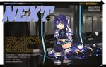  absurdres breasts green_eyes headband highres kurogin lyrical_nanoha mach_caliber mahou_senki_lyrical_nanoha_force mahou_shoujo_lyrical_nanoha_strikers medium_breasts midriff navel purple_hair revolver_knuckle short_hair sitting subaru_nakajima sword_breaker torn_clothes 