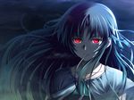  amami_mikihiro blue_hair game_cg glowing glowing_eyes kashiwagi_chizuru kizuato long_hair red_eyes solo 