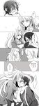  1girl closed_eyes comic contemporary forehead_kiss glasses greyscale highres jewelry jude_mathis kiss long_hair milla_maxwell monochrome necklace scarf school_uniform short_hair tales_of_(series) tales_of_xillia translated zubora_na_kintoki 