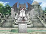  arekishi black_hair breasts gargoyle horns huge_breasts mon-musu_quest! monster_girl pointy_ears red_eyes wings 