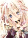  blue_eyes braid choker close-up face highres ia_(vocaloid) long_hair looking_at_viewer open_mouth pink_hair portrait simple_background solo suzu_akashi twin_braids upper_body vocaloid white_background 