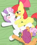  &lt;3 amber_eyes anus apple_bloom_(mlp) applebloom_(mlp) blush brown_hair cub cutie_mark_crusaders_(mlp) equine female feral friendship_is_magic fur green_eyes group group_sex hair horn horse lesbian lying mammal my_little_pony on_back pegasus pony purple_hair pussy red_hair scootaloo_(mlp) sex signature sweetie_belle_(mlp) threesome tongue tongue_out two_tone_hair unicorn wings yellow_fur young zed001 
