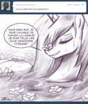  black_and_white english_text equine female feral flower french french_text friendship_is_magic horn john_joseco mammal monochrome my_little_pony princess princess_celestia_(mlp) royalty solo text tumblr unicorn water wet winged_unicorn wings 