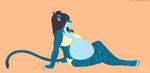  black_hair blue_fur eyes_closed feline female fur hair mammal mess1ah pregnant solo tail tiger 