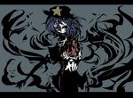  abstract bad_id bad_pixiv_id blue_hair f7(eiki) hat jiangshi miyako_yoshika ofuda simple_background solo star touhou 