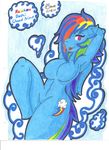  &hearts; &lt;3 anthro anthrofied blue blue_fur breasts cloud cutie_mark english_text equine female friendship_is_magic fur hair hooves looking_at_viewer mammal multi-colored_hair my_little_pony pegasus rainbow_dash_(mlp) rainbow_hair shydeathkitty signature solo text tongue tongue_out wings 