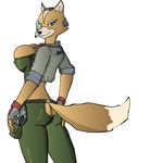  breasts butt canine crossgender eevo_(author) female fox fox_mccloud gloves helmet huge_breasts looking_at_viewer looking_back mammal nintendo nipples side_boob standing star_fox tail_clothing tail_hole video_games video_games_nude 