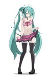  aqua_hair bad_id bad_pixiv_id blush frills full_body hatsune_miku high_heels lavender_eyes lingerie long_hair pigeon-toed see-through shoes simple_background skirt skirt_hold solo strap_slip thighhighs twintails underwear very_long_hair vocaloid white_background yuui_hutabakirage zettai_ryouiki 