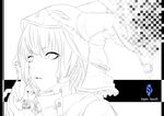  absurdres bad_id bad_pixiv_id bell bouno_satoshi english greyscale halo hat highres jester_cap jingle_bell lineart lips monochrome original personification skull solo spot_color work_in_progress 