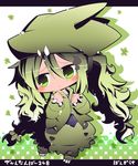  blush chibi gen_2_pokemon green_eyes green_hair hat letterboxed long_hair personification pokemon satsuki_mei_(sakuramochi) solo twintails tyranitar 