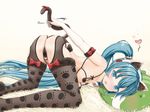  all_fours animal_ears aqua_eyes aqua_hair ass bad_id bad_pixiv_id bra cat_ears cat_tail cupless_bra elbow_gloves gloves hatsune_miku heart jixing_renou kemonomimi_mode lingerie long_hair looking_at_viewer looking_back open_mouth panties solo tail thighhighs thong top-down_bottom-up twintails underwear very_long_hair vocaloid 