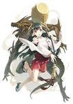  :o bare_shoulders black_hair creature full_body hakama_pants hammer horns japanese_clothes keg long_hair looking_at_viewer miko open_mouth original saliva sandals solo tail yellow_eyes 