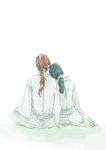  1girl black_hair couple hetero himura_kenshin japanese_clothes kimono long_hair nyankichi_(soreyukeseisyun) ponytail red_hair resized rurouni_kenshin sitting white yukishiro_tomoe 