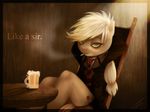  applejack_(mlp) cider cigarette cutie_mark equine female friendship_is_magic horse imalou looking_at_viewer mug my_little_pony necktie pony sitting smoking solo suit 